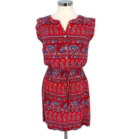 Ann Taylor Loft Paisley Print Sleeveless Dress Red Blue Size Small - Picture 1 of 12